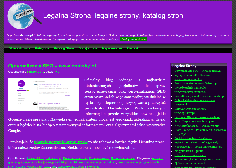 Katalog wartościowych stron